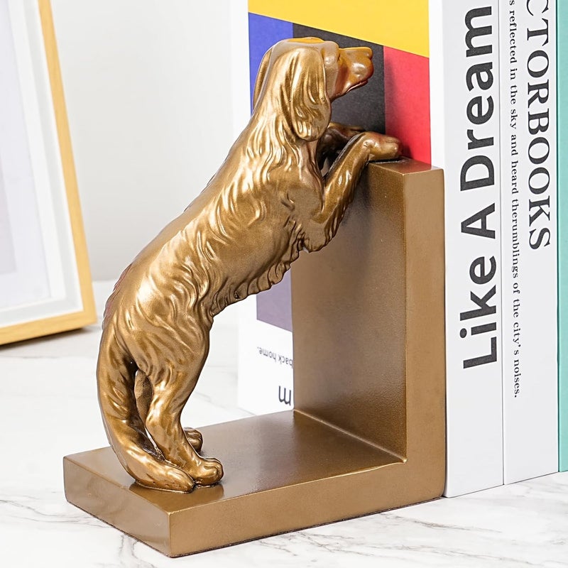 LADDERU Dog Bookends, Book Ends for Shelves to Hold Books Heavy Duty, Creative Resin Book Holders for Kitchen Desk Home Office - Image 3